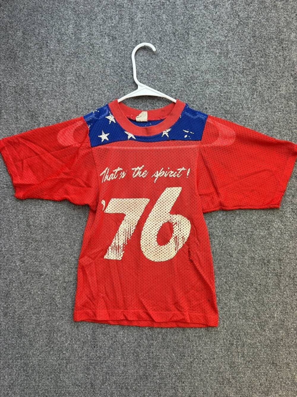 Vintage Mason Kids Size 5 Red White Blue #76 Mesh Football Jersey USA